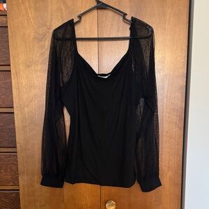 Black Sheer Sleeve Top